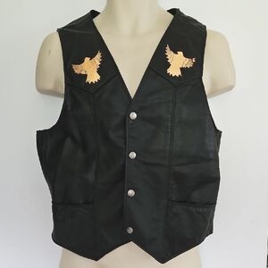 Vintage Steer Brand Leather Vest With Snakeskin Inserts Size M USA